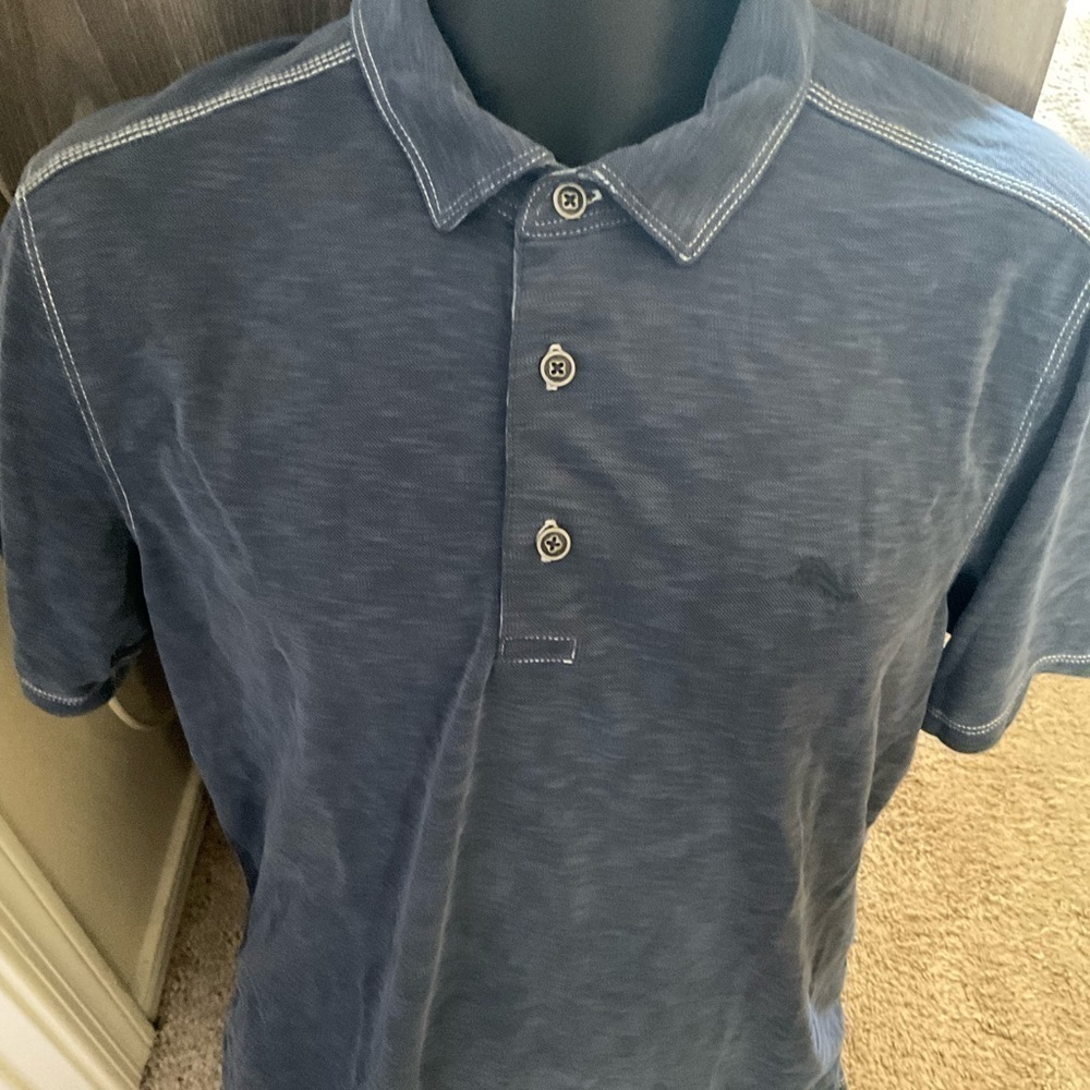 Men’s used size M medium grey shirt sleeve Tommy Bahama polo shirt - Picture 2 of 4